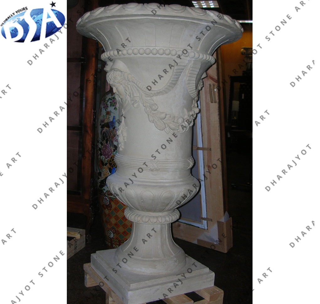 Outdoor Marble Garden Ornaments Flowerpot