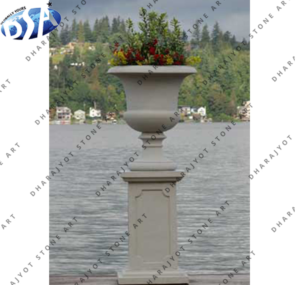 Outdoor Decorative Handmade Marble Flower Pot