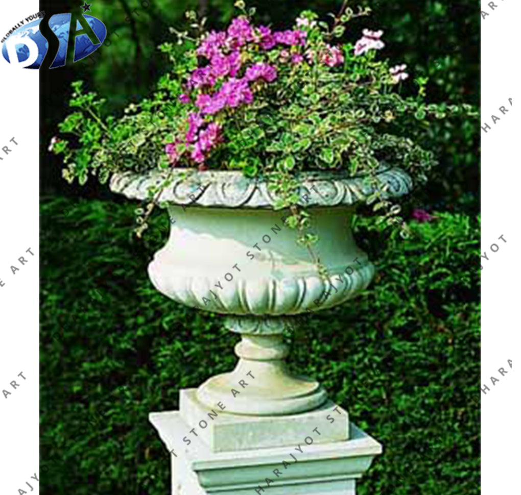 Round Outdoor Marble Flower Planter