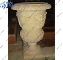 Hand Carved Exquisite Beige Sandstone Flower Pot