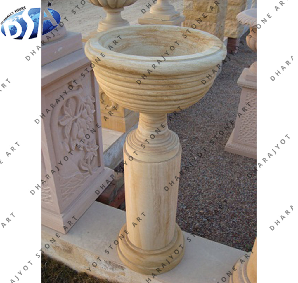 Garden Decoration Carved Stone Sandstone Flower Pot