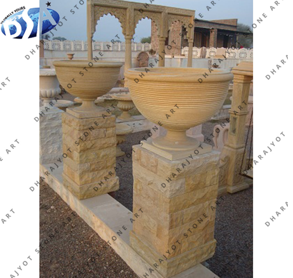 Hand Crafts Sandstone Flower Planter Pot