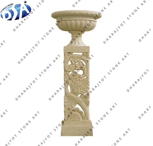 Natural Sandstone Hand Carved Garden Decoration Flowerpot