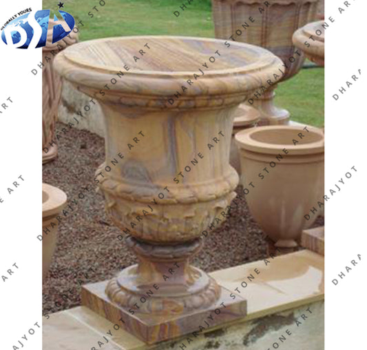 Garden Beige Natural Marble Flower Pot