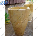 Yellow Round Lining Sandstone Flower Pot
