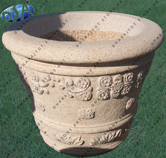 Home Garden Decoration Handmade Sandstone Flower Planter