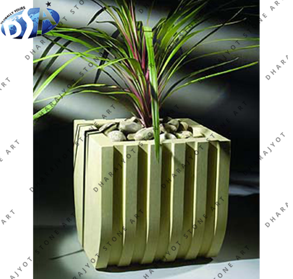 Modern Home Decor White Sandstone Flower Pot