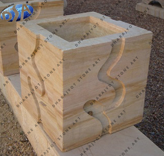 White Sand Stone Rainbow Stone Designer Planter