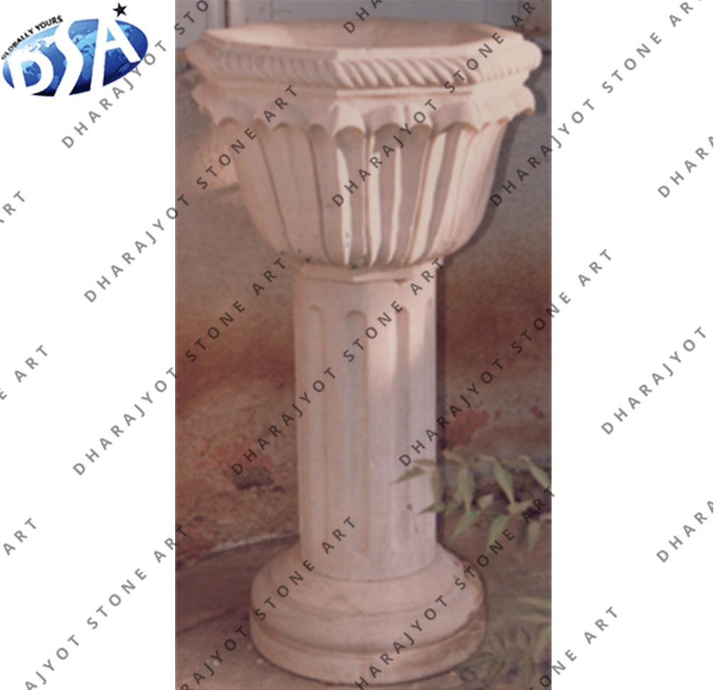 Off White Sandstone Flower Pot