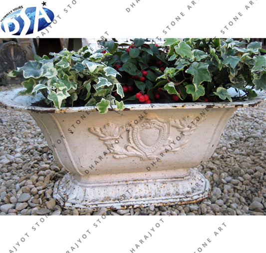 Sandstone Hand Carved Garden Stone Flower Pots