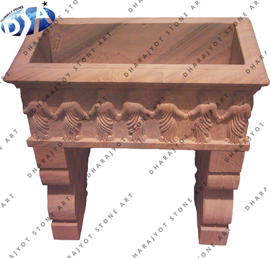 Light Brown Rectangle Sandstone Planter