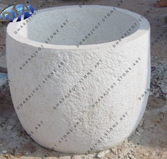 Garden Decor Matt White Sandstone Planter Pots