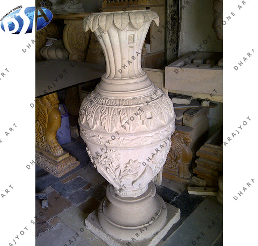 Garden Decoration Hand Carved Flower Pot