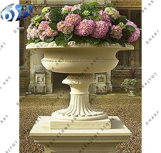 Garden Outdoor Large Natural Marble Planter Flower Pot