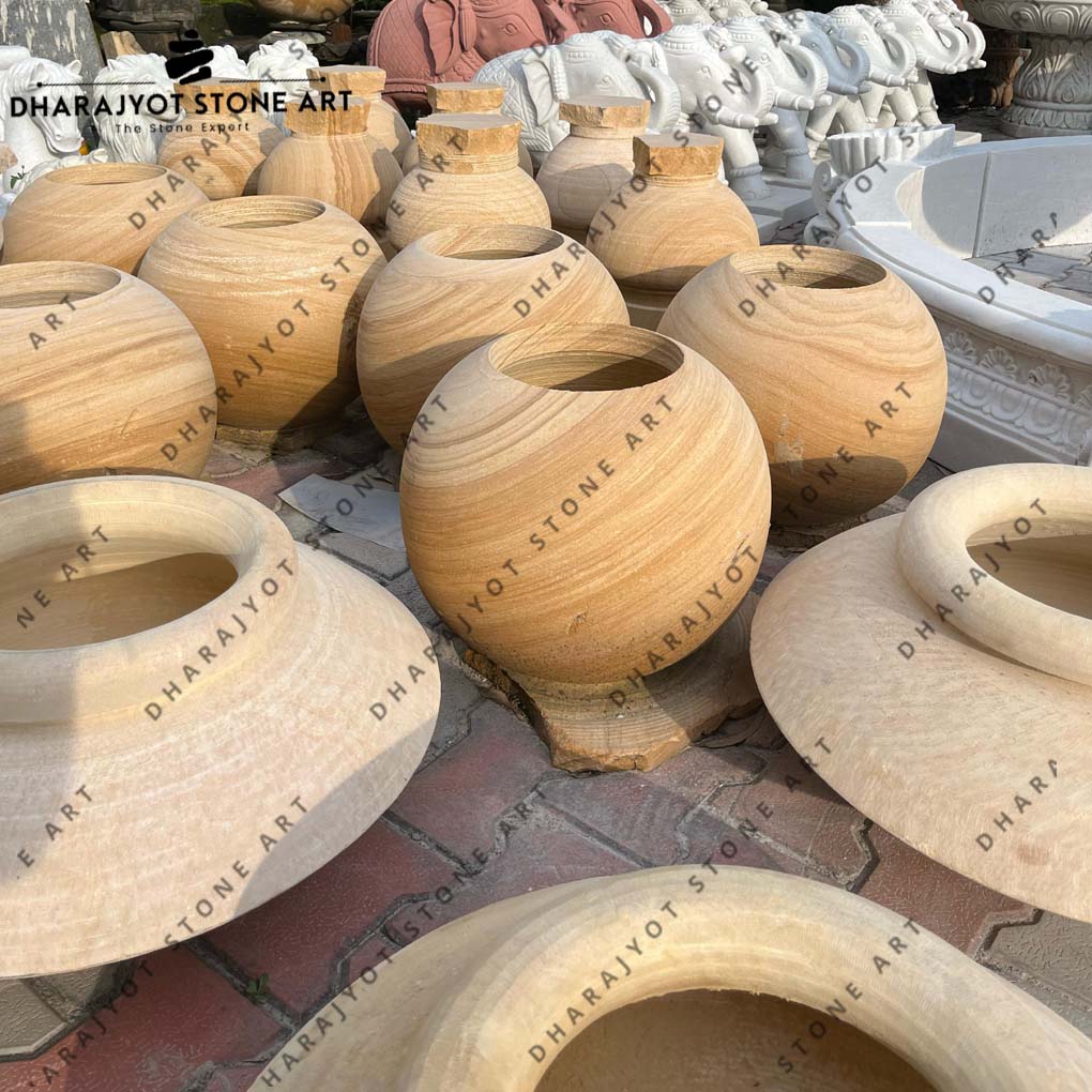 Garden Natural Stone Sandstone Flower Pots & Planters