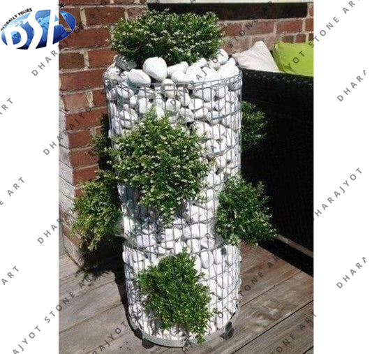 White Stone Flower Planter