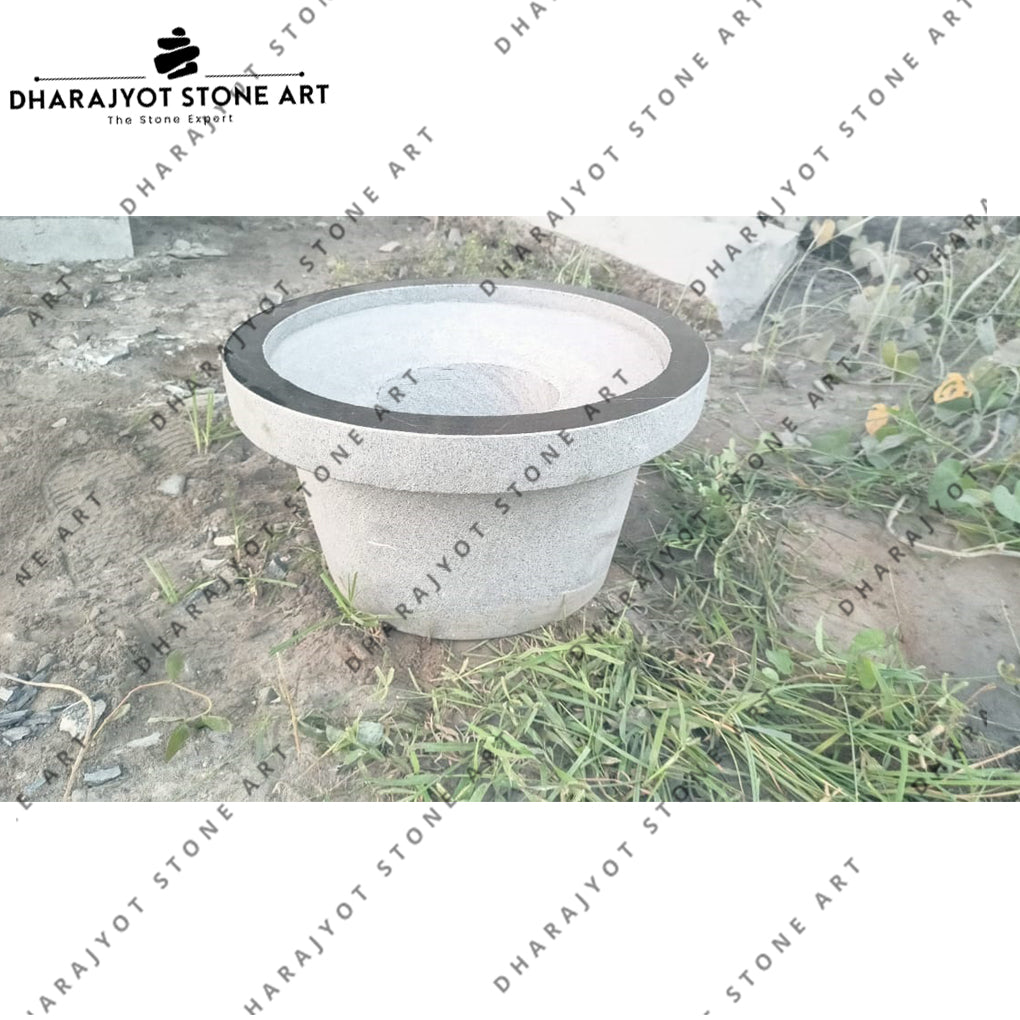 Elegant Outdoor Handcrafted Natural Stone Flower Pot