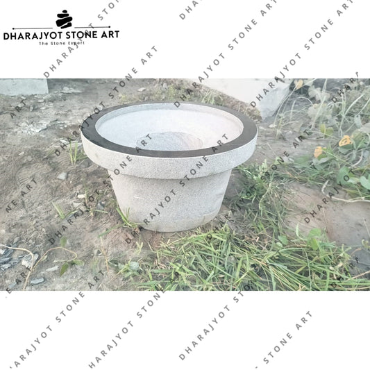 Elegant Outdoor Handcrafted Natural Stone Flower Pot