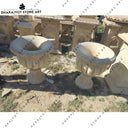 Elegant Outdoor Hand-Carved Natural Sandstone Planter Pot
