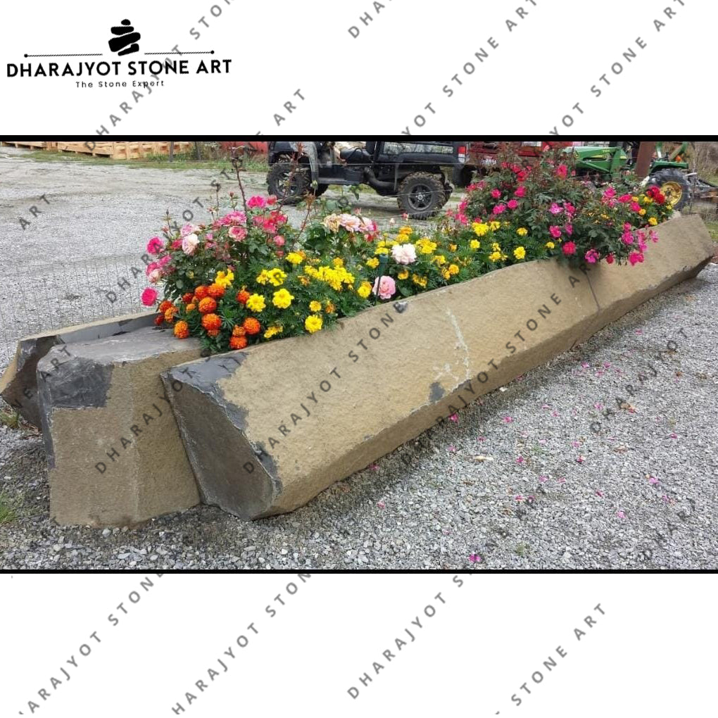 Eco-friendly Natural Boulder Stone Flower Pots Planter