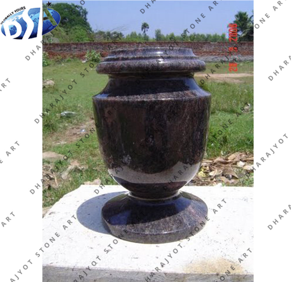 Natural Black Granite Flower Vase