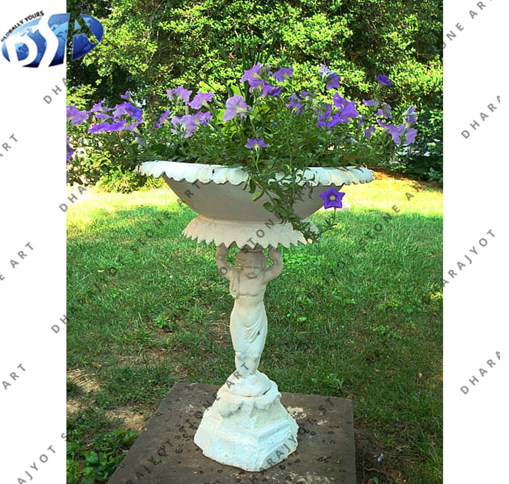 Hand Carved Large Garden White Marble Flower Pot