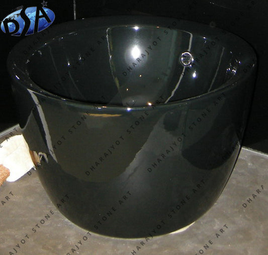 Black Granite Cylinder Shaped Flower Pot and Planter