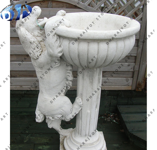 Vintage Garden Marble Stone Lion Statue Flower Pot