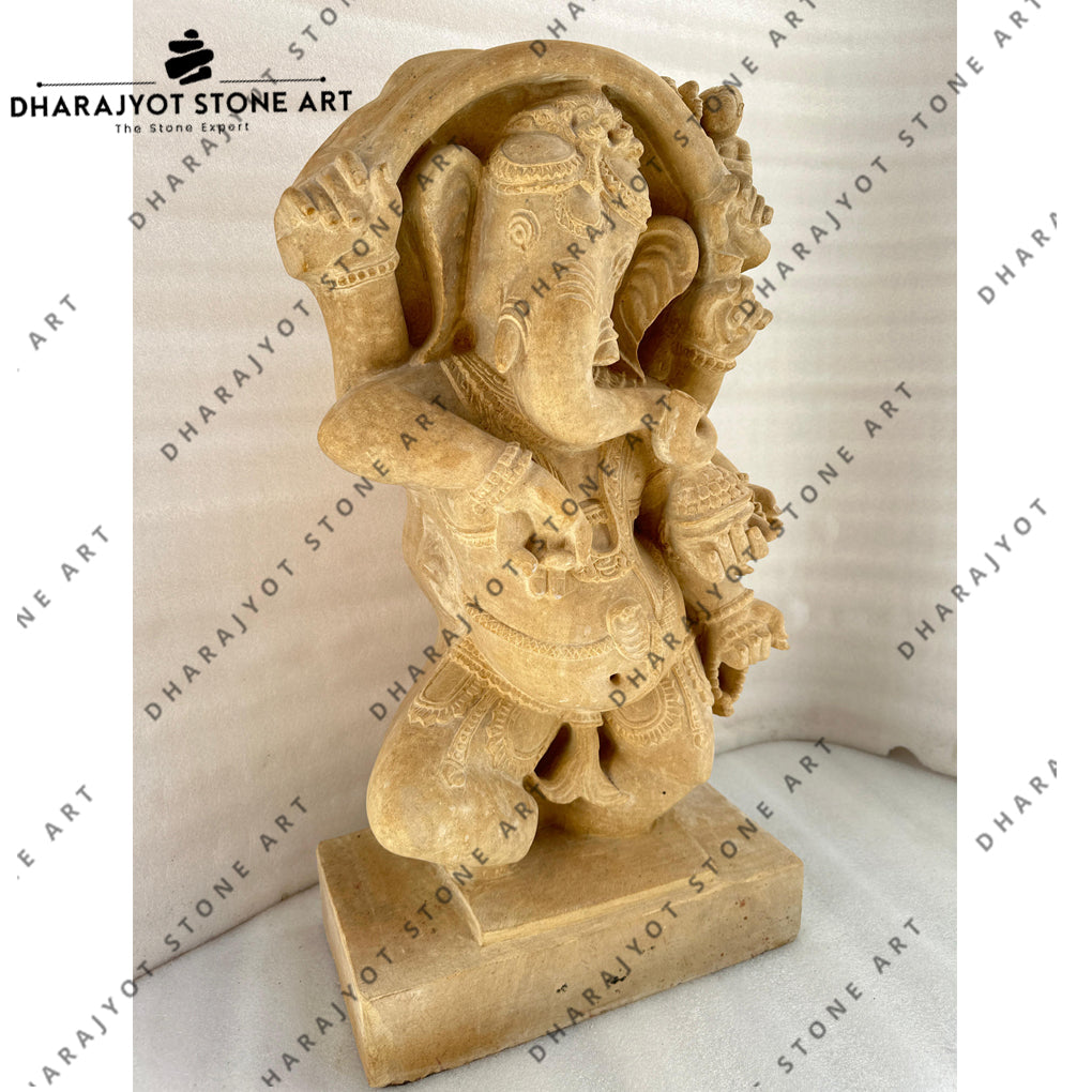Traditional Handcrafted Stone Spiritual Elegant Ganesha Idol