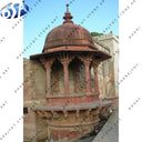 Red Travertine Hand Carved Gazebo