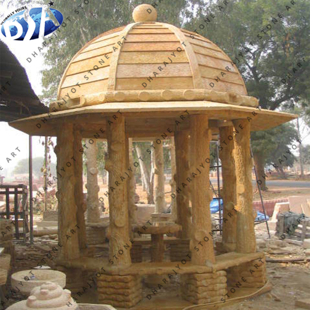 Natural Yellow Sandstone Indian Style Gazebo