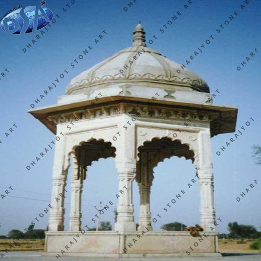 White Marble Hexagon Gazebo