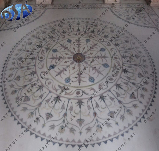 White Marble Big Round Design Inlay