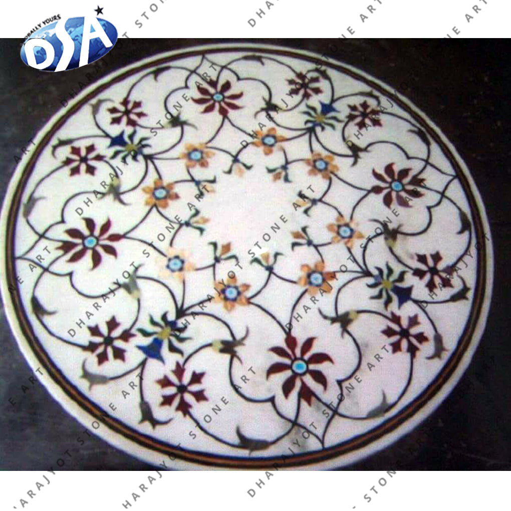 Round Marble Stone Inlaid Flooring Pattern Waterjet Flooring Patterns Stone Inlay