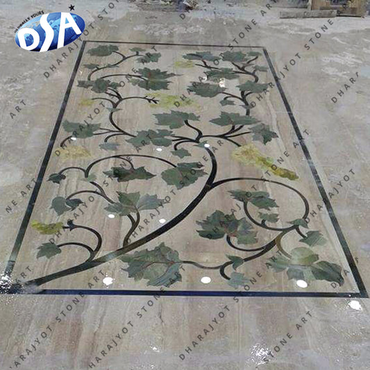 Indoor White Marble Designer Inlay Flooring
