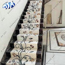 Natural Stone Customized Factory Price Inlay Design Interior Staircase Floor Tiles Beige Slab Marble Stair Treads