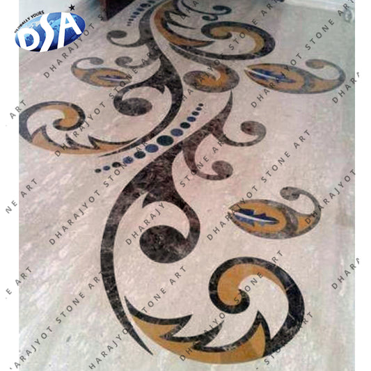 Marble Inlay flooring work on Italian Marble