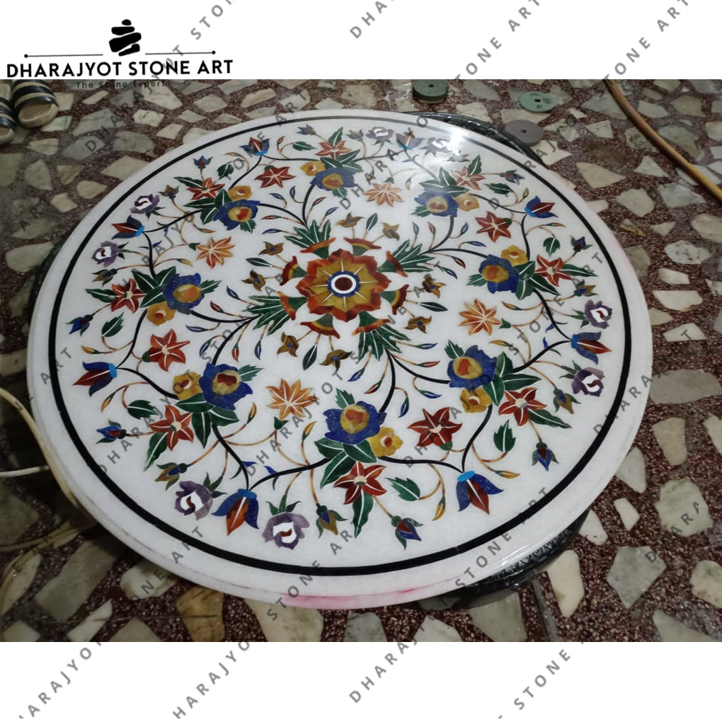 Handmade Round Shape Decorative Mix Stone Inlay Flooring – Dharajyot ...