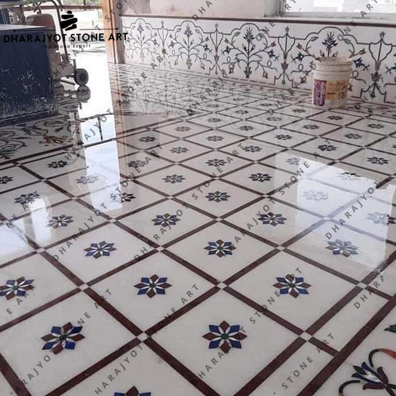 Natural Marble Waterjet Medallion Inlay Flooring