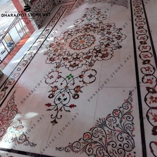Luxurious Decor Natural Stone Waterjet Medallion Marble Inlay Flooring
