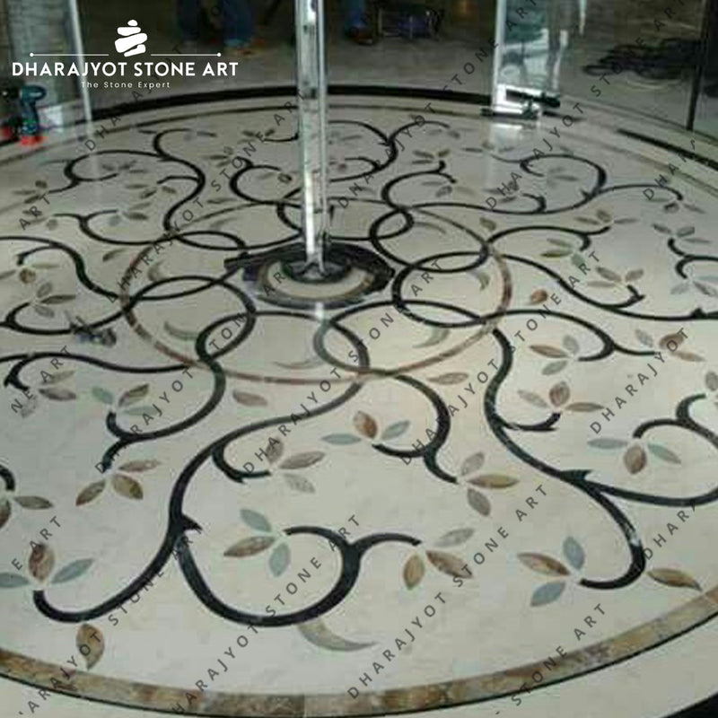 Natural Marble Stone Waterjet Medallion Patterns Inlay Flooring