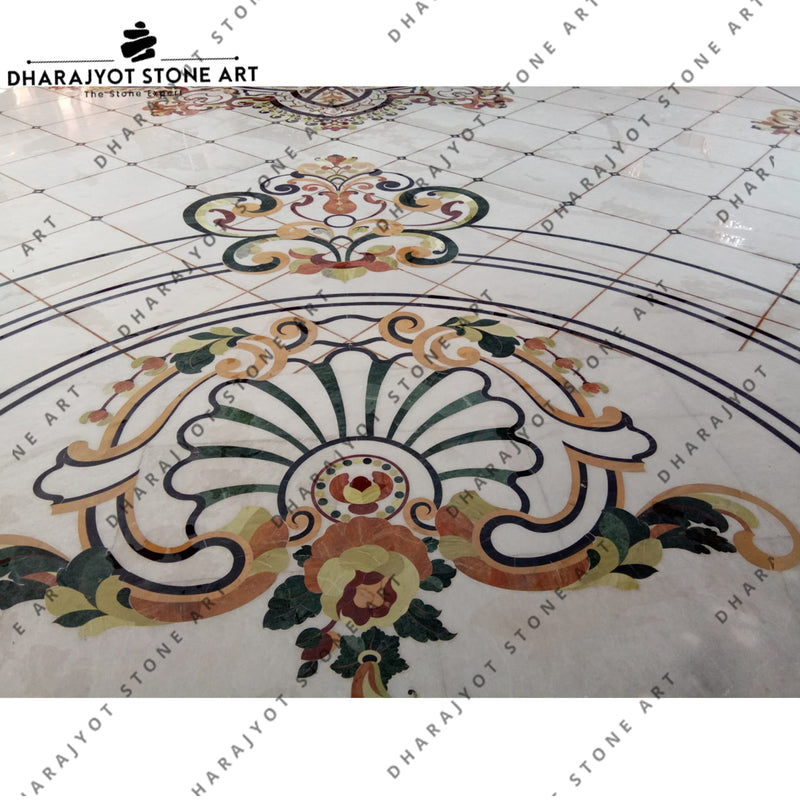 Custom Luxury Residential Marble Inlay Flooring