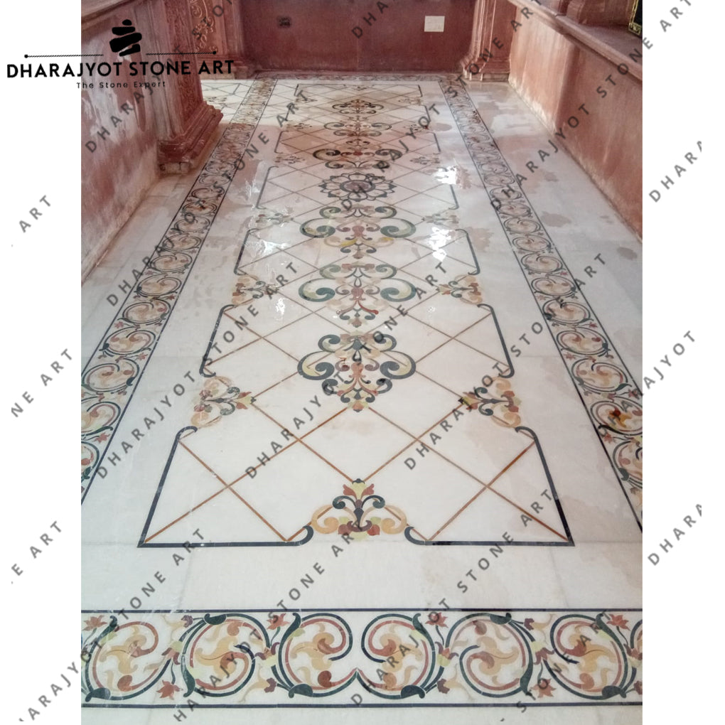 Natural Stone Inlay Custom Size Medallion Waterjet Flower Natural Stone Inlay Flooring ...