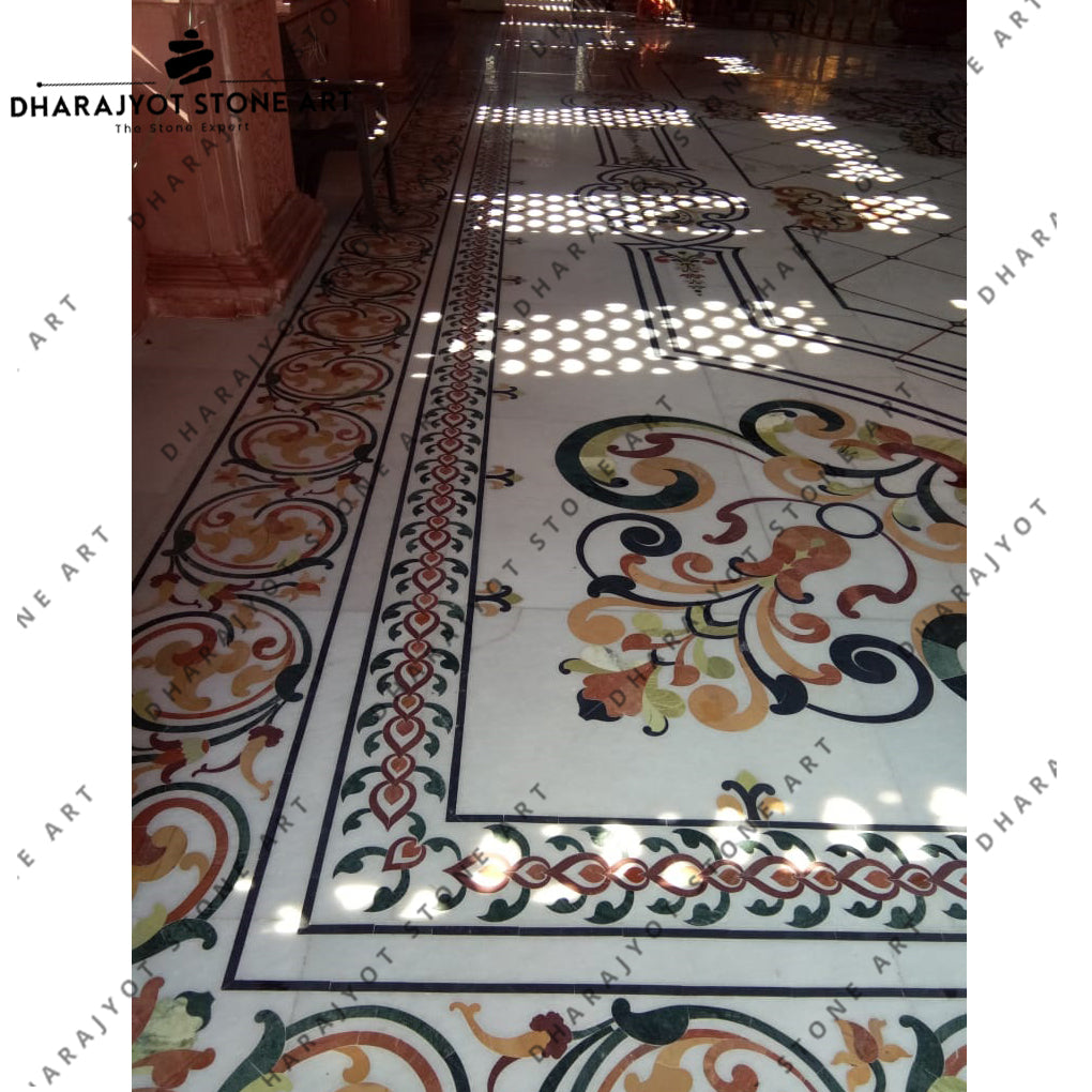Luxury Interiors Custom Marble Waterjet Medallion Inlay Flooring