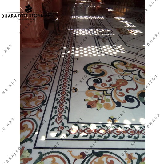 Luxury Interiors Custom Marble Waterjet Medallion Inlay Flooring