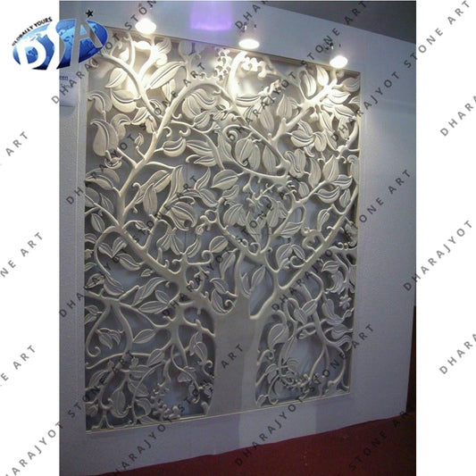 White Marble Designer Panel Jali Screen