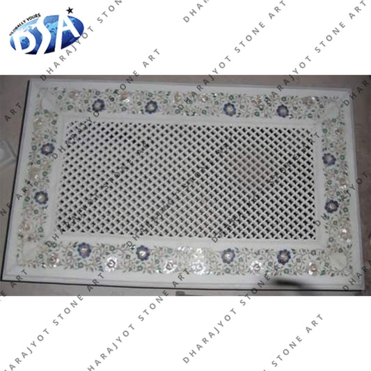 White Marble Flower Designing Jali Screen