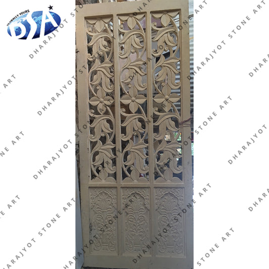 White Sandstone Decorative  Window Jali Screen