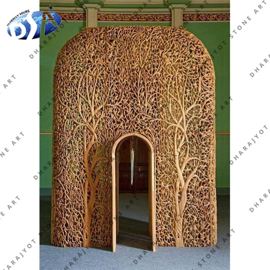 Outdoor Square Yellow Sandstone Mazar Jali