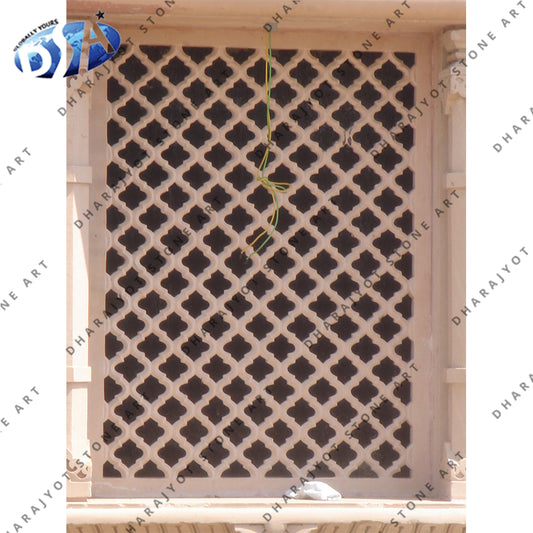 Floral Red Sandstone Window Jali